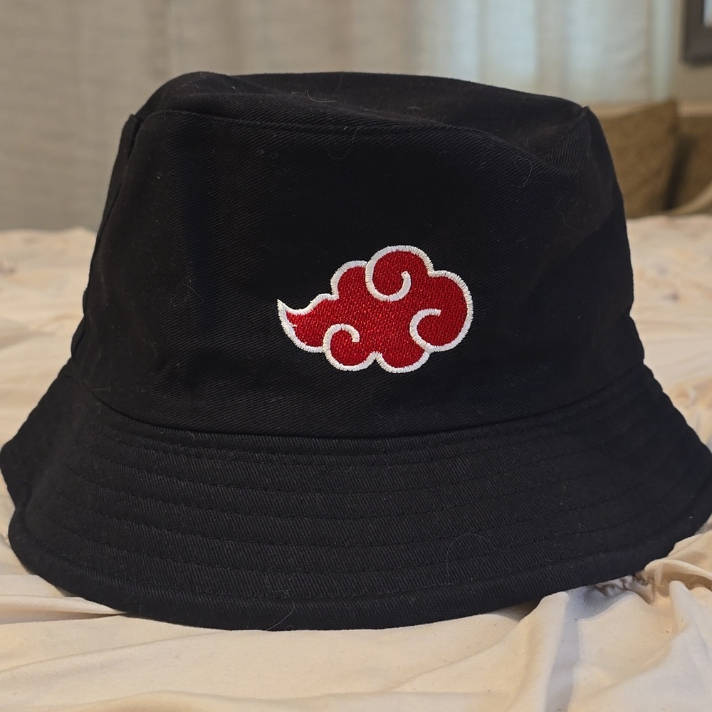 Naruto Shippuden Akatsuki Red Cloud Black Anime Bucket Hat One Size